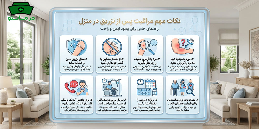 مهمهترین نکات مراقبتی پس از انجام تزریقات در منزل شمال تهران چیست؟